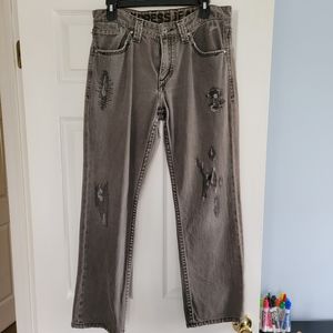 Vintage Gray Distressed Express Jeans Slim Fit